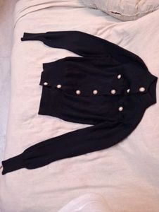 black Pearl Button Cardigan
