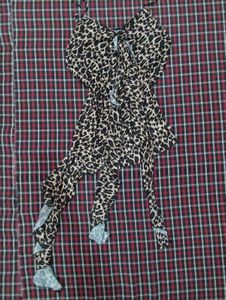 Leopard Print Y2k Asymmetrical Ruffle Top