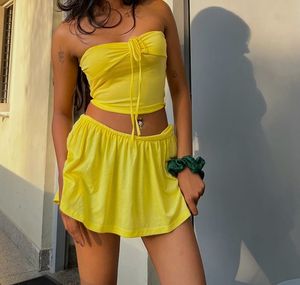 Yellow co ord set ( Tube top & Skirt)
