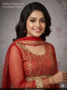 Elegant Red Embroidered Anarkali Gown