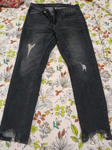 Distressed Grey Denim Jeans