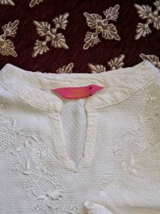 White Embroidered Short Kurti