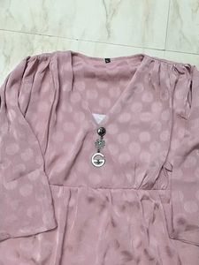 Chic Pink Polka Dot Tunic Top