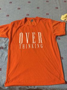 Orange "Overthinking" Graphic T-Shirt