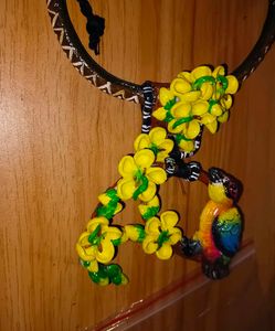 Clay Handmade Bird &amp; Flower Necklace