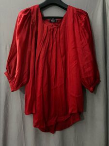 Wills Clublife Red Blouse with Pleated Detail