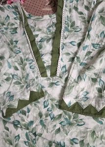 Leaf Print Cotton Kurta with touser set