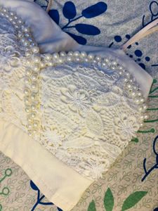Elegant Pearl Embellished Crop Top/Blouse🌸