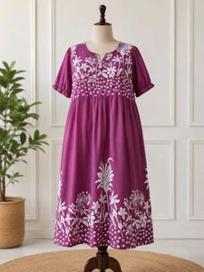 Purple Floral Print Midi Dress