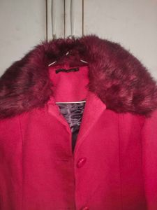 magenta Fur Collar Coat