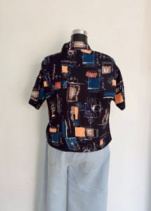 Funky Abstract Print Button-Up Shirt