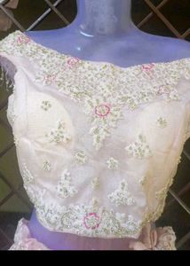 Bust 40 Elegant White &amp; Pink Lehenga Choli