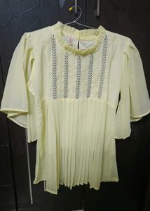 Elegant Pleated Yellow Top