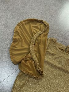 Gold Textured Blouse with Sheer Sleeves