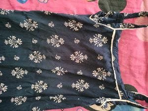 Elegant Navy Blue Printed Kurti