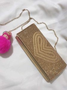 Gold Heart Evening Clutch with Charm