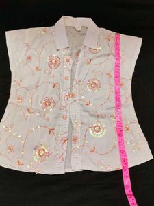 Embroidered Button-Up Top