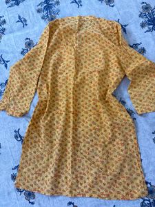 Yellow Floral Print Kurta