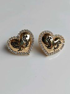 Heart Shaped YSL Stud Earrings