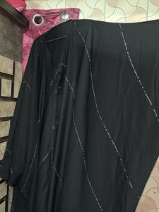 Elegant Abaya with Silver Embellishments