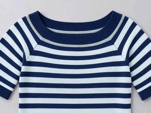 Striped Boat Neck Knit Top