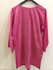 Embroidered Pink Long Sleeves Kurta For Women