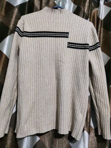 Men's Striped Mock Neck Sweater