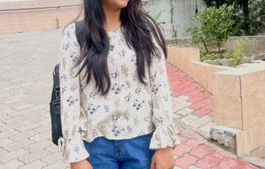 Chic Floral Print Peasant Top