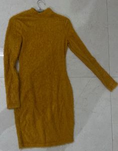 Mustard Fuzzy Bodycon Dress