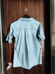 Unique Graphic Print Denim Shirt