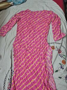 pretty mirror work pink kurta