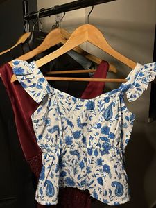 Blue floral peplum top