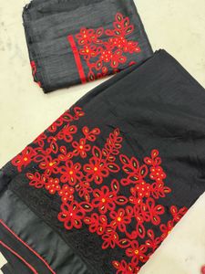 black partywear heavy embroidery saree