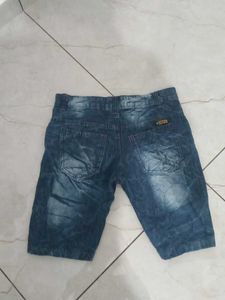 Distressed Denim Shorts with Patches