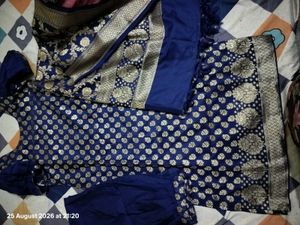 pure Banarasi dark blue suit set