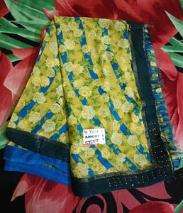 Beautiful Yellow Floral Saree