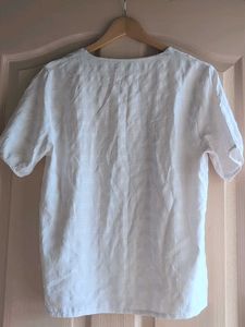 White Square Neck Button-Up Top