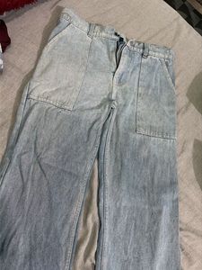Light Wash Denim Wide Leg Pants