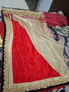 Elegant Red and Cream Saree