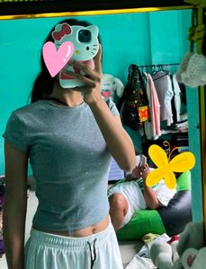 Sparkly Grey Cropped T-Shirt