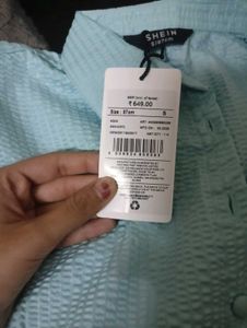 Chic Light Blue Textured Button-Up Shirt