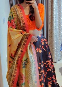 Beautiful Lahenga For Haldi With Silk Dupatta And