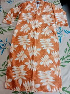 Orange Leaf Print Kurta