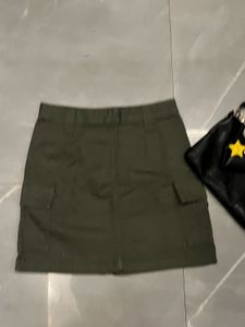 green cargo skirt
