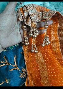 Orange Lehenga with Gold Print