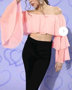 Trendy Pink Off-Shoulder Crop Top