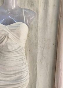 Chic White Ruched Mini Dress