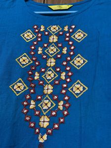 Vibrant Blue Embroidered Kurta