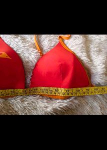 Red Bikini Top with Floral Detail