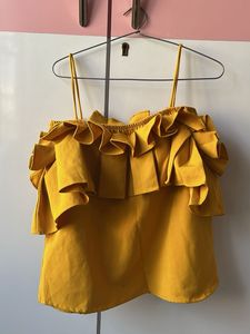 Mustard Ruffle Cami Top